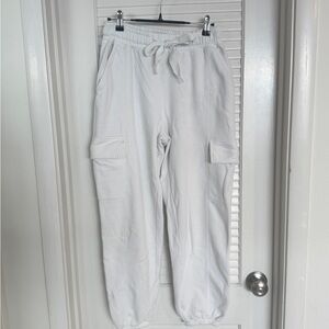 Abercrombie & Fitch Ivory/White Cargo Sweats with Multiple Pockets